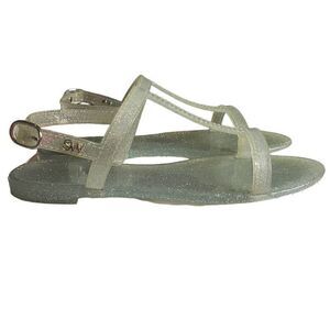 Stuart Weitzman Mellie Jelly Sandal‎ Size 7 Clear/Silver Metallic